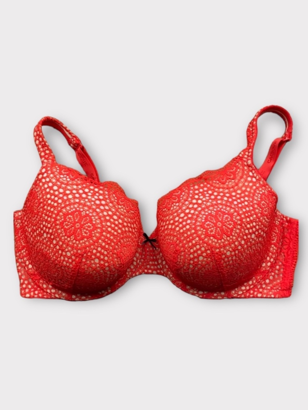 Cacique Lace T-Shirt Bra Red Orange 44DD